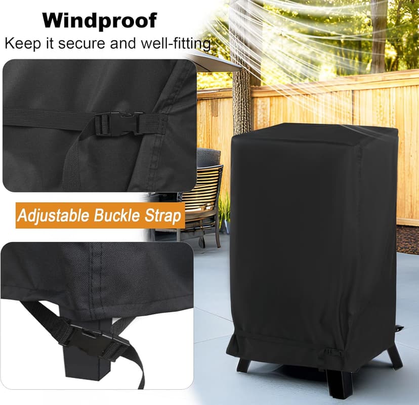 NettyPro Smoker Cover Heavy Duty Waterproof 30 Inch for Masterbuilt Cuisinart Dyna-Glo Charbroil Digital Electric Propane Vertical Smoker, Fade and UV Resistant, 19" W x 18" D x 33" H, Black