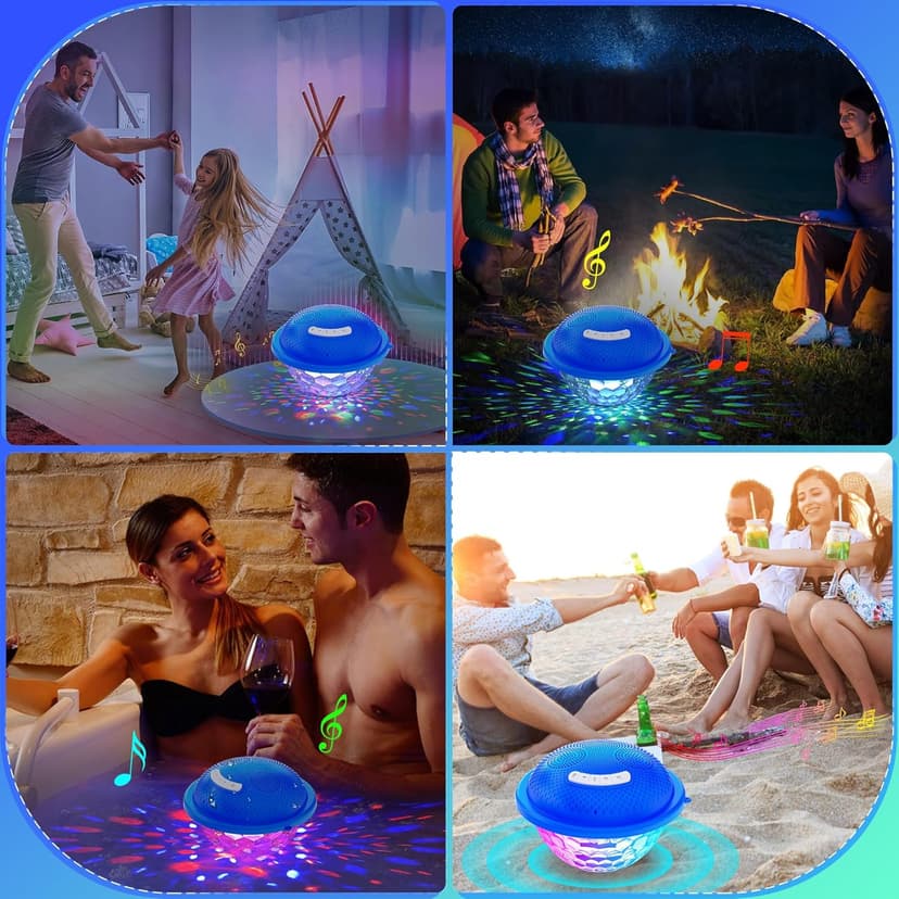KingSom Bluetooth Pool Speaker,Floating Pool Speaker with Colorful Lights,Hot Tub Speakers IP68 Waterproof pool Speakers,16W Loud Stereo Sound Bluetooth speaker,TWS Pairing Floating speakers for Pools