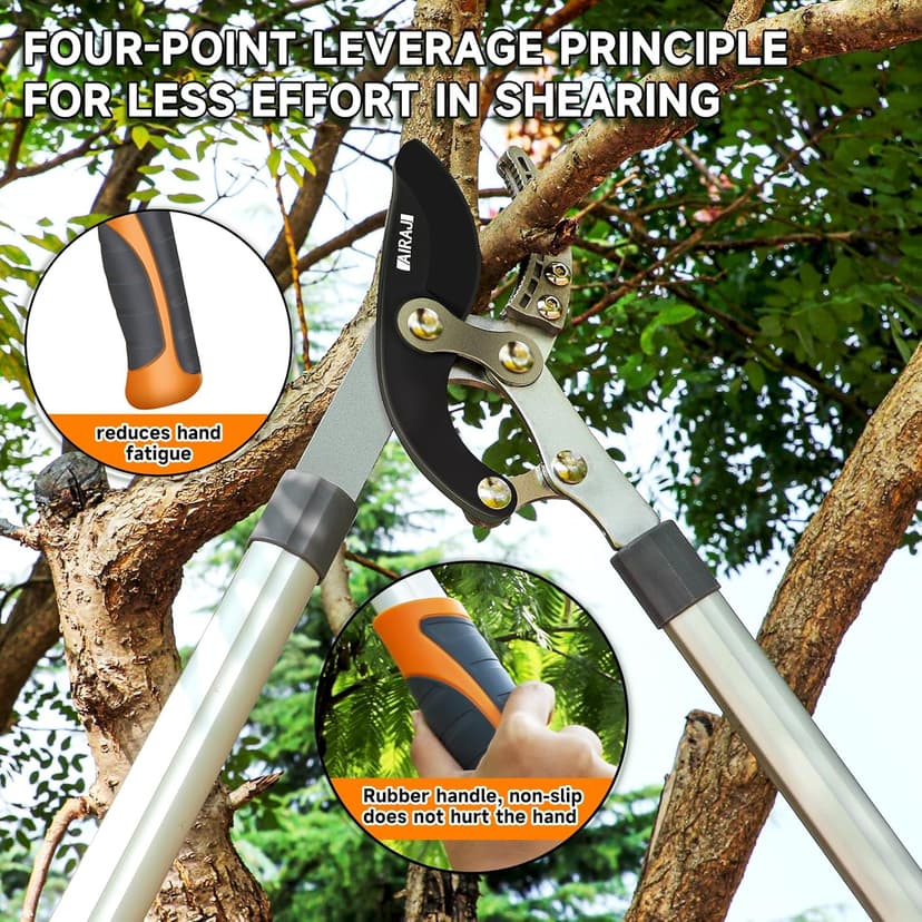 AIRAJ 27” Anvil Loppers for Tree Trimming Heavy Duty with Compound Action,Tree Branch Cutter with 2 Inch Cutting Capacity,Chops Thick Branches Ease,Garden Lopper Pruning Shears Heavy Duty,Tree Trimmer