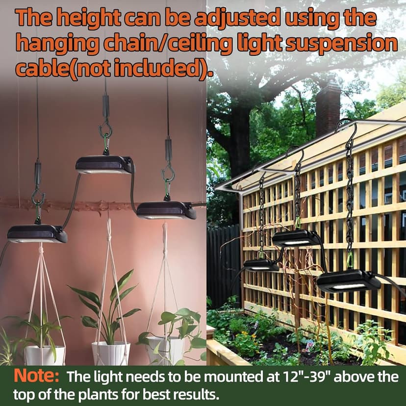 Owleye 12FT Outdoor Grow Lights LED String Plant Light, IP65 Waterproof, Full Spectrum, 120V, ETL Listed, 33.89 umol/s, Linkable Grow Light for Greenhouse & Outdoor Garden & Raised Bed (3-Bulbs)