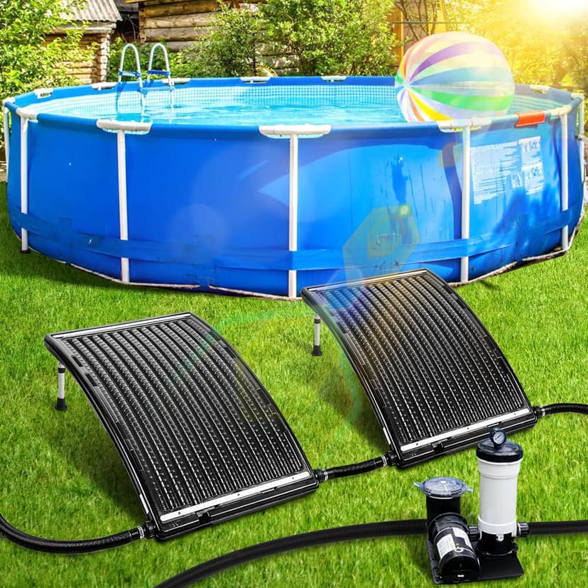 Upgraded 2Set Solar Pool Heaters, Solar Pool Heater for Above Ground Pool, Thickened Panel 113x69 cm, Solar Pool Heater for Pools, Includes 4 Adapters, 4 Hoses & Clamps, 4 Plumbers Tapes