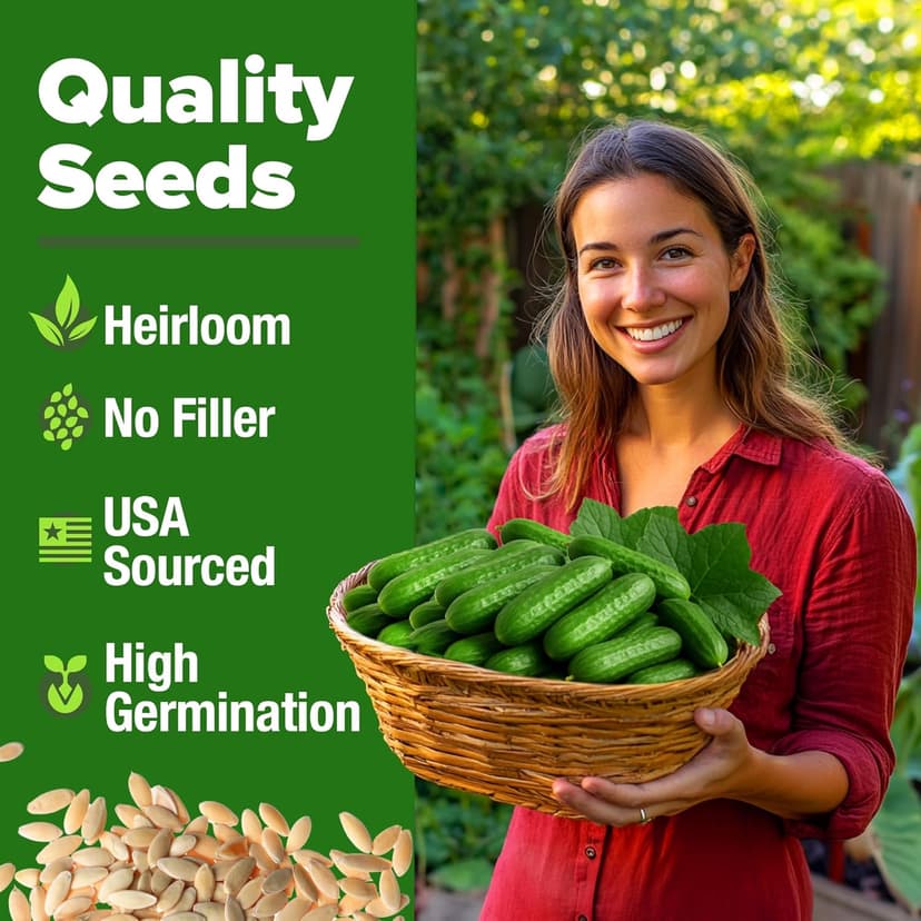 HOME GROWN Persian Cucumber Seeds – 50+ Heirloom Non-GMO, High-Yielding Beit Alpha Variety | Fast Growing, Sweet Tender Skin, Home Vegetable Garden Seeds (Cucumis sativus)