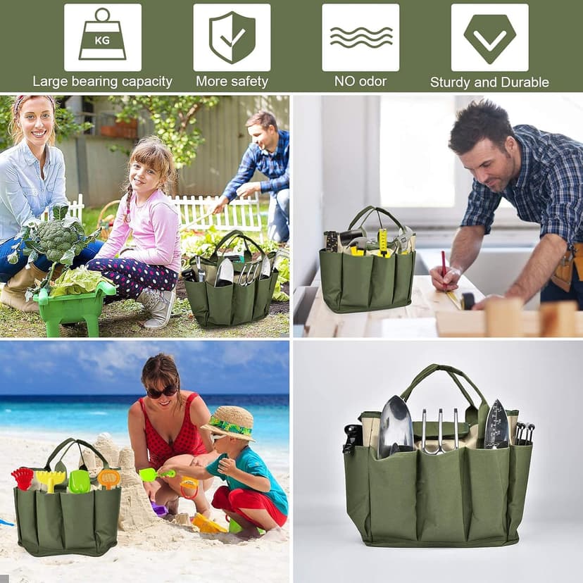 Garden Tool Bag, Garden Tote Bag With 8 Pockets, Canvas Garden Tool Storage Bags, Heavy-duty Large Organizer Bag for Garden Tool Kit, Gardening Organizer for women Men Indoor and Outdoor Gardening