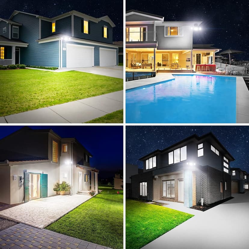 Onforu 60W LED Dusk to Dawn Outdoor Lighting, 2 Packs 6000LM Exterior Flood Lights, IP65 Waterproof Outdoor 3 Adjustable Heads Photocell Lights Fixture, 6500K Daylight White Floodlights