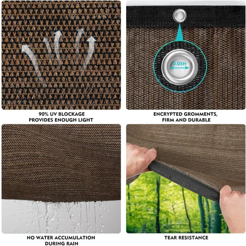 90% Sun Shade Cloth with Grommets, Pergola Shade Cover Canopy, Mesh Tarp Sun Screens for Patio, Outdoor, Garden, Backyard (8' X 10')
