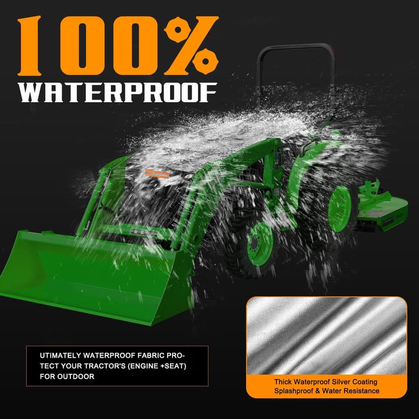 Compact Tractor Covers Waterproof Outdoor Heavy Duty,600 Polyester,Anti-UV Compact Utility Tractor Mower Cover Accessories,Compatible with John Deere, Kubota, Bobcat, Mahindra,Kioti,Tym,76"x24"x22"