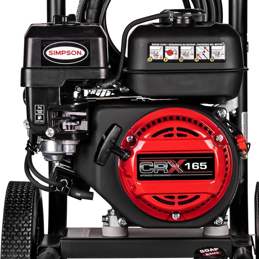 SIMPSON Cleaning MS61222-S MegaShot 3100 PSI Gas Pressure Washer, 2.3 GPM, CRX165 Engine, Includes Spray Gun, Extension Wand, On-Board Soap Tank, 4 QC Nozzles, 25-ft. Hyflex Hose, 49-State