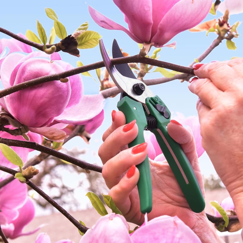 8 Inch Garden Pruner with a SK5 Carbon Steel, Non-stick, Rust Resistant Blade. Adjustable for Small and Large Hands