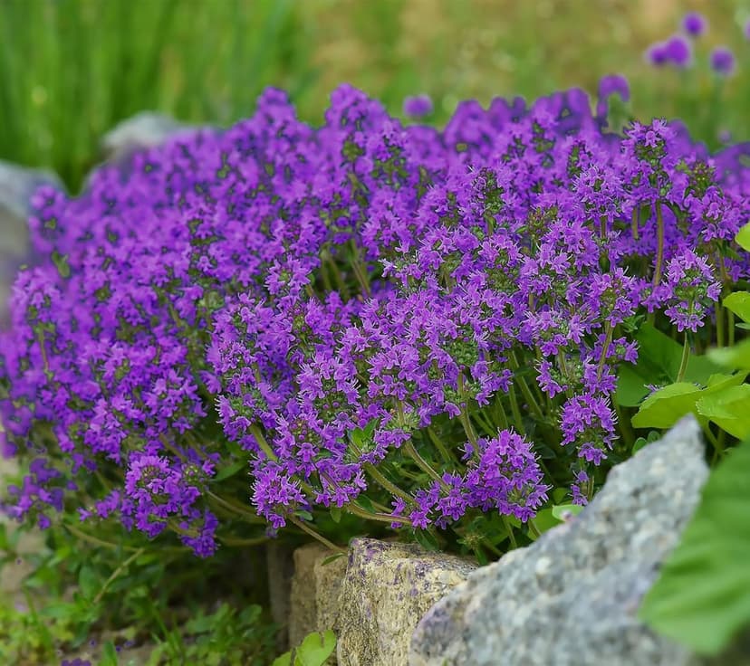 20000+ Mixed Creeping Thyme Seeds, Thymus Ground Cover Plant Seed for Outdoor Lawns Landscaping, Magic Red Purple Blue Carpet Seed for Planting, Perennial Flower for Garden Road - Non GMO Heirloom