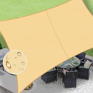 LOVE STORY Waterproof 10'x10' Rectangle Sand Sun Shade Sail Cannoy UV Resistant for Outdoor Patio Garden Backyard (We Make Custom Size)