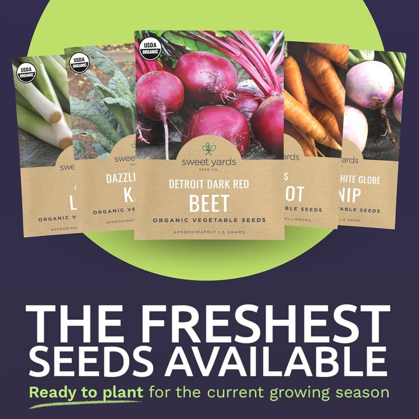 Organic Cold & Hardy Seeds Variety Pack - 10 Individual Packs - 2025 Season - Caulifower, Turnip, Kale, Carrots and More! for Indoor & Outdoor Planting (Non-GMO, Certified Organic)