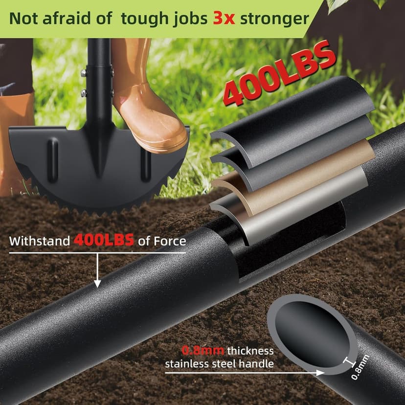 Half Moon Edger Lawn Tool - Heavy Duty Saw Tooth Manual Edgers with Sharp Blade & Wide Footplate, 38"-49" Adjustable T-Grip Handle for Landscaping, Sidewalks, Yard,Grass,Flower Bed & Garden Edging