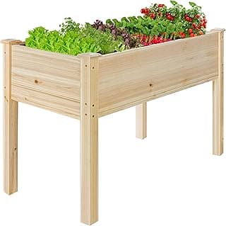 LZRS Raised Garden Bed Outdoor Planter Box with Legs for Herbs, Vegetables, Flowers, Great for Outdoor Patio, Yard and Deck, 220lb Capacity, Natural