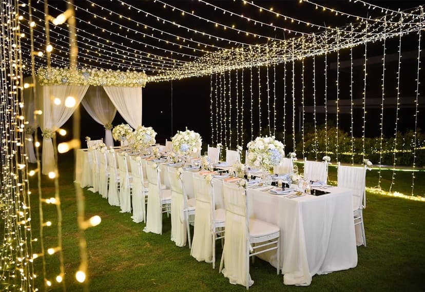 Solhice LED Curtain Lights Outdoor 40ft x10ft, 800 LED Plug in Hanging String Lights Indoor, Christmas Twinkle Lights Backdrop for Outside Backyard Patio Wedding Décor, Warm White (Not Connectable)