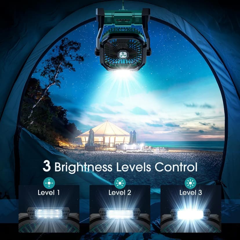 ONLYNEW Portable Fan Rechargeable, 20000mAh Cordless Battery Powered Fan with LED Lantern, USB C Battery Operated for Travel Bedroom Home Camping Tent Office Beach Desk Fishing Table