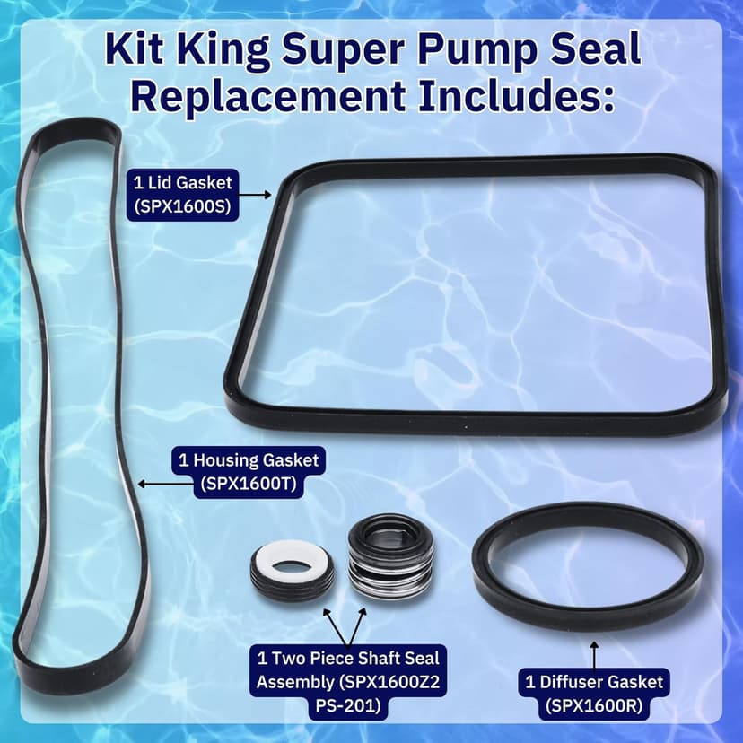 KitKing - SPX1600TRA Super Pump Seal Replacement for Hayward Go Kit 3. Fits SP1600, SP2600 in Regular, X, VSP Models. SPX1600TRA SP1600Z2 PS-201 SPX1600R SPX1600S SPX1600T Pool