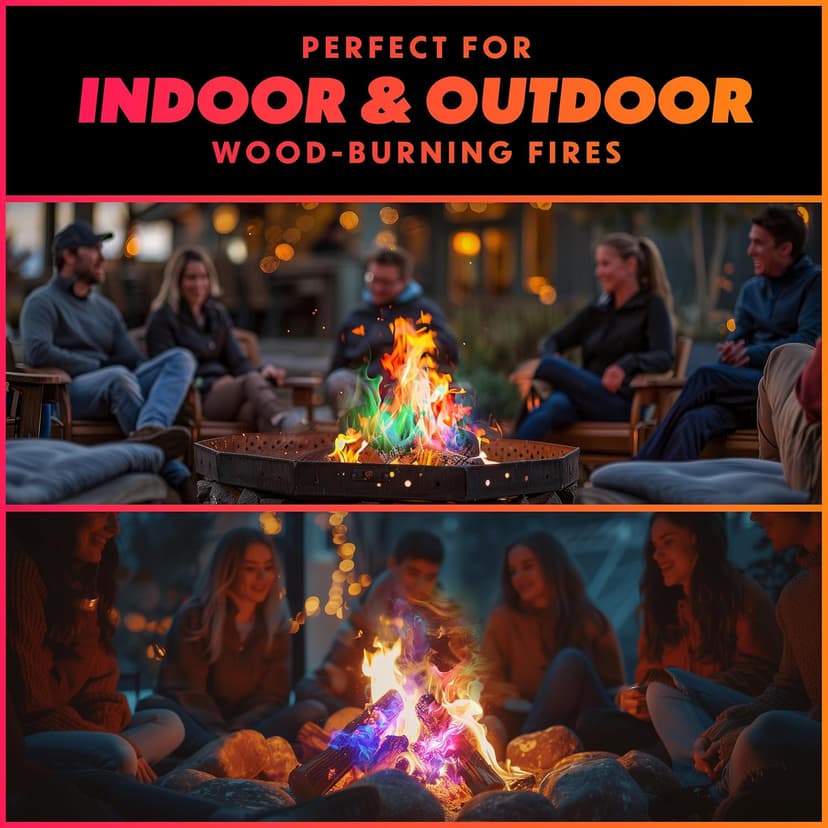 Magical Flames Fire Color Changing Packets for Fire Pit, Indoor/Outdoor Fireplace, Campfires, Bonfires - 25 Pack of Flame Color Changing Packets Camping Accessories