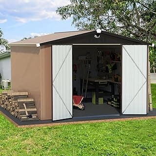 Metal Storage Shed,Outdoor Storage Building 10x12,Large Backyard Shed with Lockable Doors,Waterproof Outside Storage Sheds