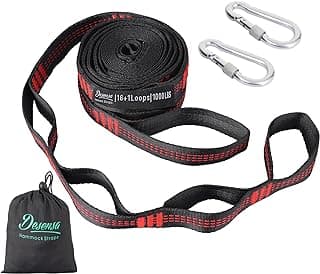 Hammock Tree Straps, Portable 10 FT Long 16+1Loops Adjustable Suspension Straps, 100% No Stretch&Lightweight, 1400 LBS Combined Hammock Accessories, Fits All Hammocks