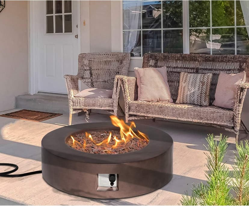 HOMPUS Outdoor Propane Fire Pit, 42 inch Round Gas Fire Pit Table,CSA Certified,Fire Table w 50000 BTU Stainless Steel Burner, Free Rocks & Rain Cover for Patio & Outside, Dark Bronze