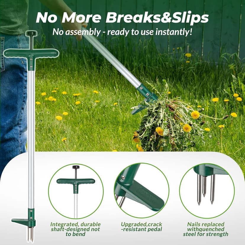 Walensee Weed Puller, Stand Up Weeder Hand Tool, Long Handle Garden Weeding tool with 3 Claws, Hand Weed Hound Weed Puller for Dandelion, Standup Weed Root Pulling Tool and Picker, Grabber (1 pack)