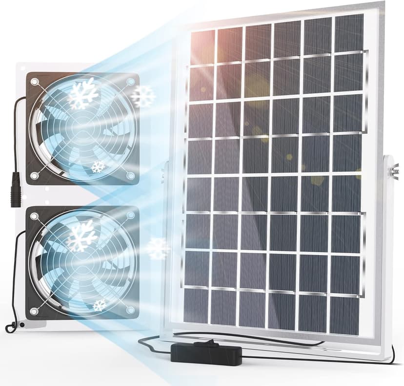SOLPERK Solar Fan for Greenhouse, 10W Solar Powered Fan for Chicken Coop, Waterproof Solar Exhaust Fan for Shed with 11.8ft/3.6m Cable