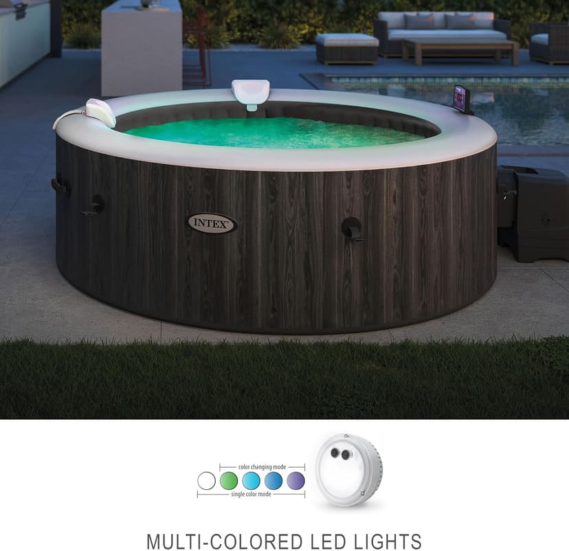 Intex PureSpa Battery Powered Submersible Multi-Colored LED Light PureSpa Models with White, Green, Teal, Blue, and Purple Lights
