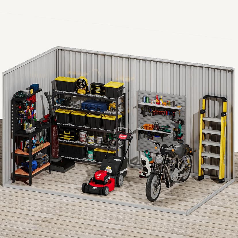DWVO 9x6 FT Outdoor Storage Shed with Ventilation Windows, Utility Tool Shed Metal Storage Garden Shed with Door & Lock for Bike Storage, Waterproof Trash Shed for Backyard Garden Patio, Dark Dray