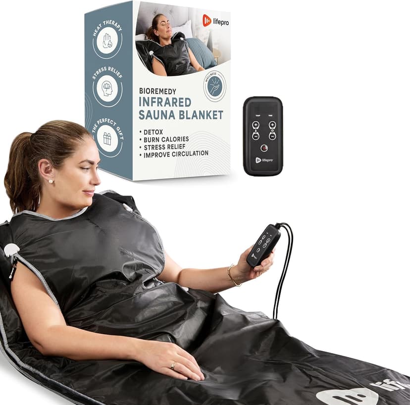 Lifepro Infrared Sauna Blanket – Portable Personal Sauna for Detox & Relaxation – Infrared Blanket with Adjustable Heat (86°F-158°F) & Timer – Waterproof, Sweat-Resistant & Comfortable Fit 5ft × 2.6ft