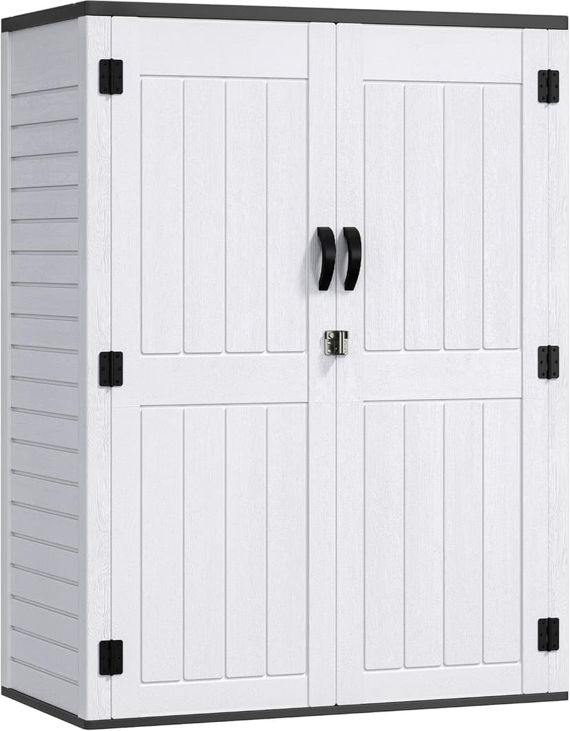 YITAHOME 59 cuft Outdoor Vertical Storage Shed, Tall Storage Shed Outdoor w/o Shelf, Outdoor Waterproof Storage Cabinet for Garage, Pool Storage, Garden Shed Outdoor Storage, Light Gray