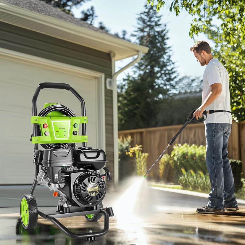 TEANDE Gas Pressure Washer 4200PSI 4.0GPM Power Washer Gas Powered 209CC Engine w/ 5 QC Nozzles, Soap Tank, 25ft Hose for Cleaning Car Driveway Fence Furniture, EPA/CARB/ETL Compliant