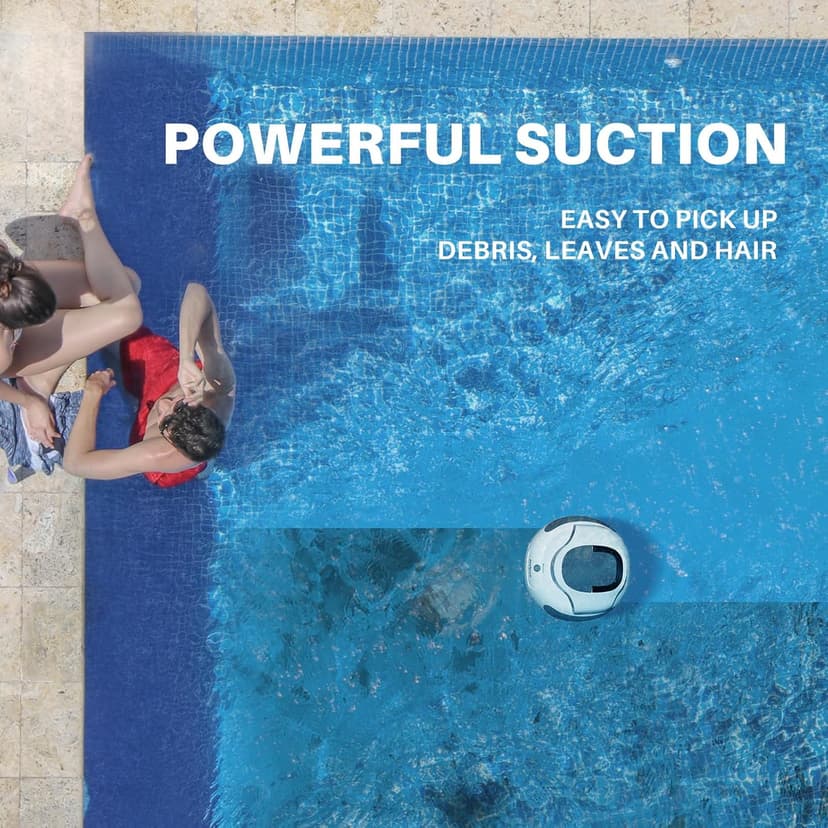 PoolPure Aquaguard SE II Cordless Robotic Pool Cleaner with 5000mah Big Battery, Extend Service Life. Ideal Pool Vacuum Robot for Above-Ground Pool (Blue)