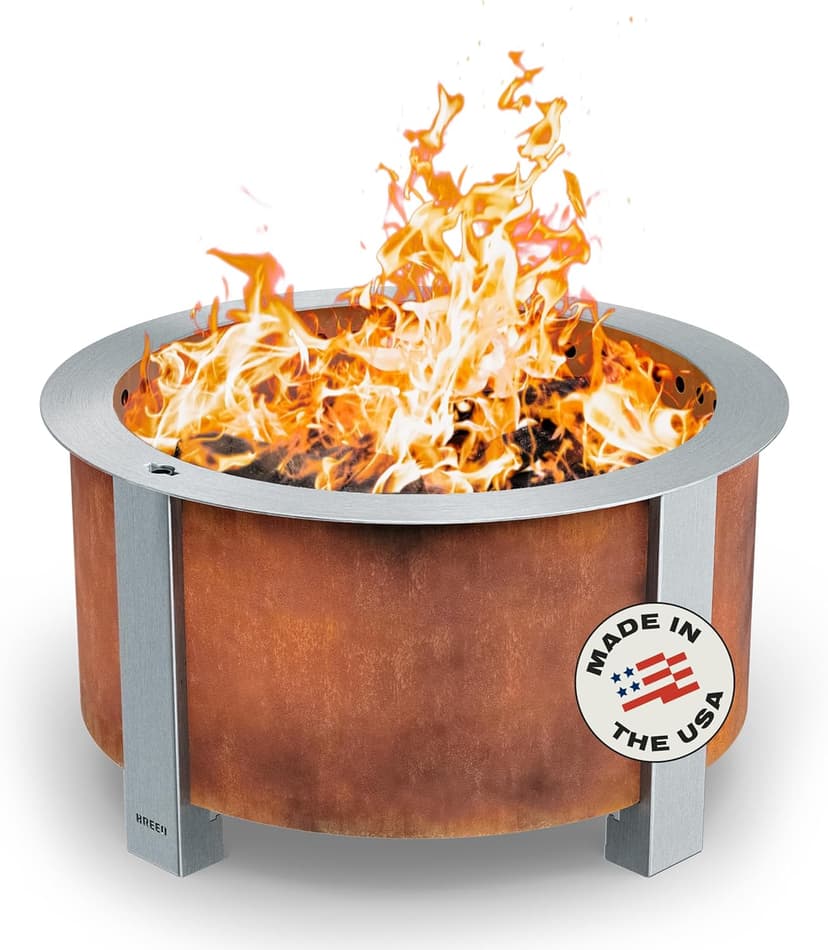 Breeo Smokeless FIrePit (X Series 24, Corten Steel) | 27.5 inch Smokeless Fire Pit for Outside | 62 Pounds | Ideal for Families Compatible with Wide Range of Breeo Accessories