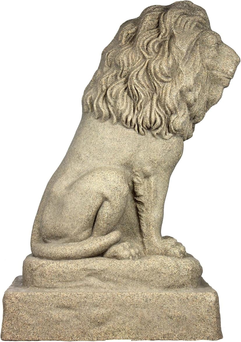 EMSCO Group Guardian Lion Statue – Natural Sandstone Appearance – Made of Resin – Lightweight – 28” Height
