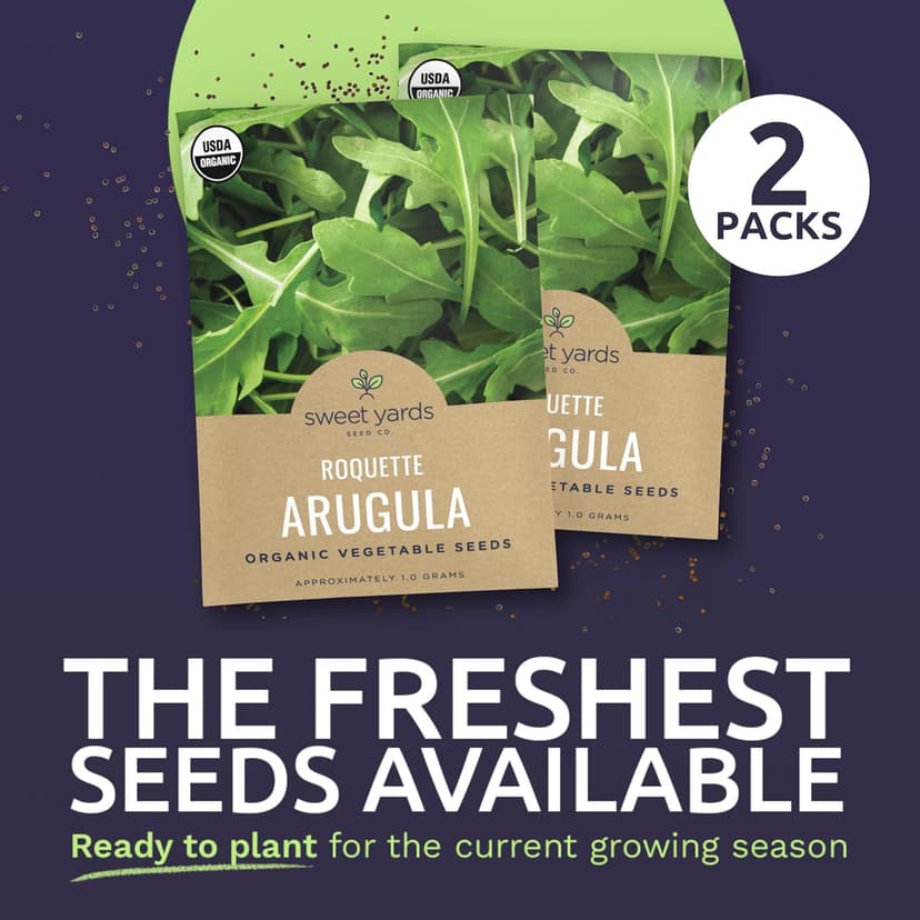 Organic Arugula Seeds - 2 SEED PACKETS! - Over 1,000 Open Pollinated Non-GMO USDA Organic Seeds