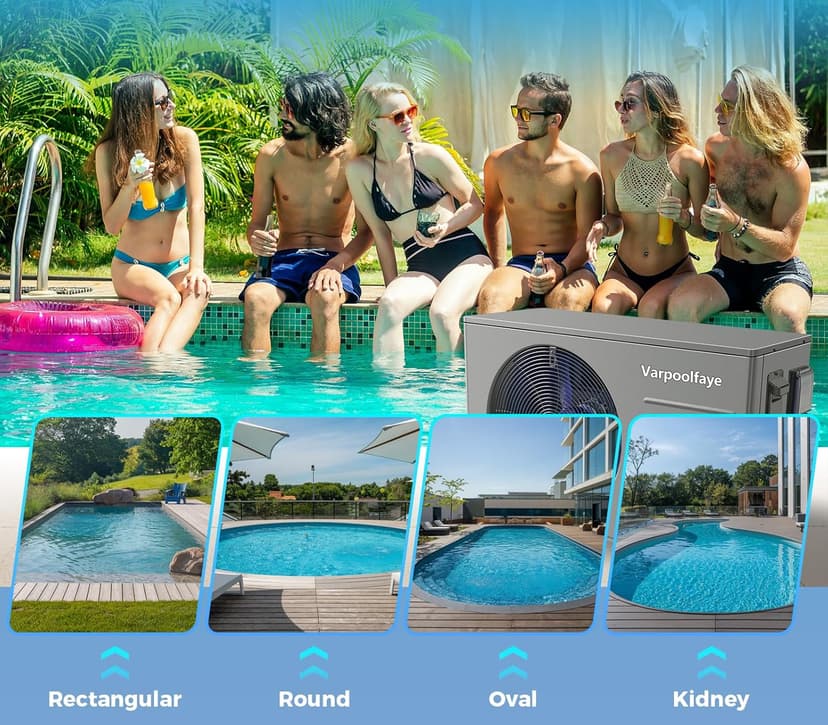 Pool Heat Pump 30000 BTU Pool Heater for Above Ground or Inground Swimming Pools Spa Heating and Cooling with WiFi Control Schedule 120V 8000 Gallon