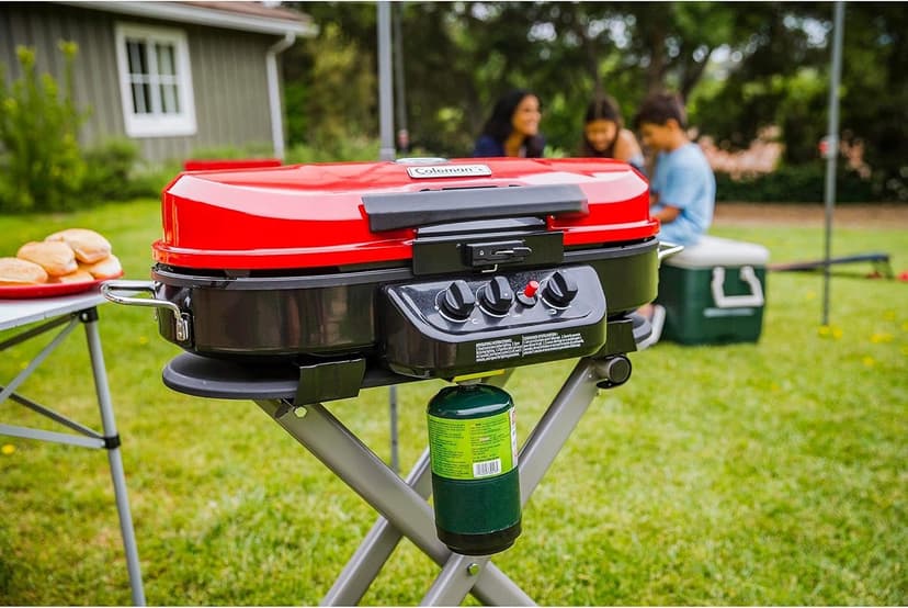 Coleman RoadTrip 285 Portable Stand-Up Propane Grill with 3 Adjustable Burners & Instastart Ignition, 20,000 BTUs of Power for Outdoor Cooking