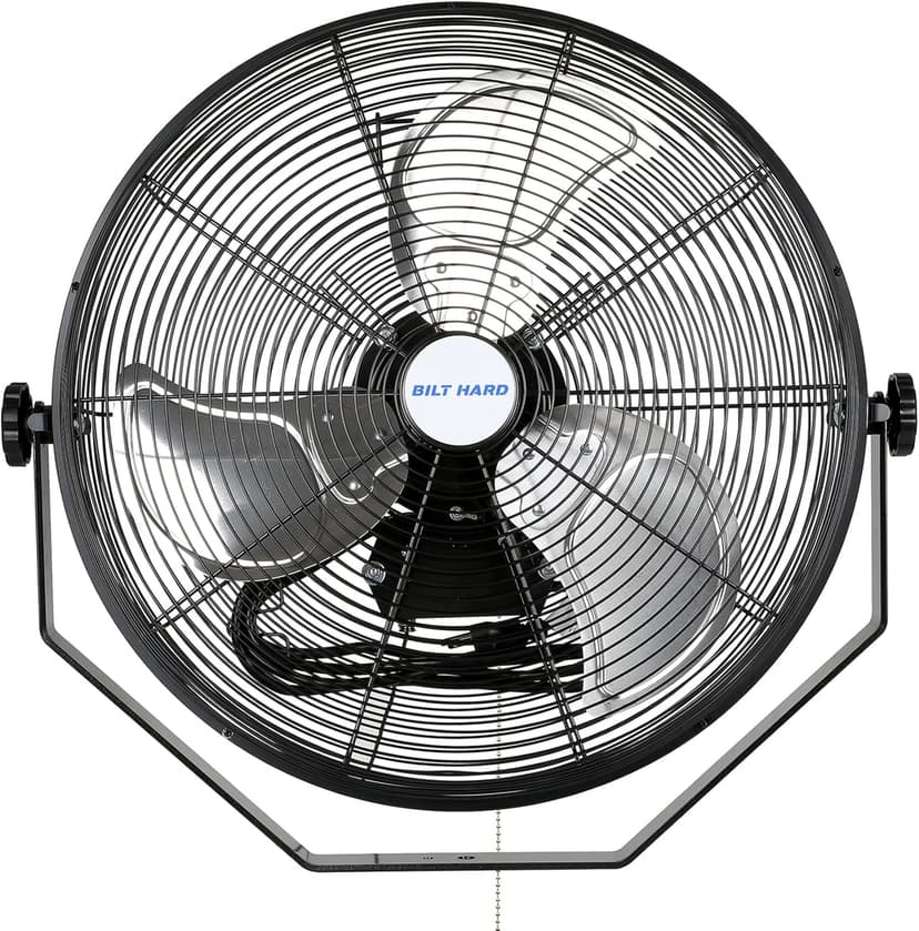 BILT HARD 4300 CFM 18 in. Industrial Wall Mount Fan, 3-Speeds High Velocity Wall Fan with Sealed Motor, Heavy Duty Metal Barn Fans for Garage, Commercial, Greenhouse, Warehouse, Shop Use