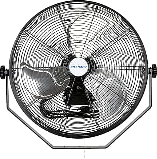 BILT HARD 4300 CFM 18 in. Industrial Wall Mount Fan, 3-Speeds High Velocity Wall Fan with Sealed Motor, Heavy Duty Metal Barn Fans for Garage, Commercial, Greenhouse, Warehouse, Shop Use