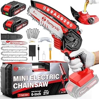 Electric Mini Chainsaw Battery Powered - 6 Inch Cordless Handheld Power Chain Saw With Charger For Trimming On Tree Branches, Wood Cutting, Pruning Limbs To Yard Clean-Up & Gift-Ready