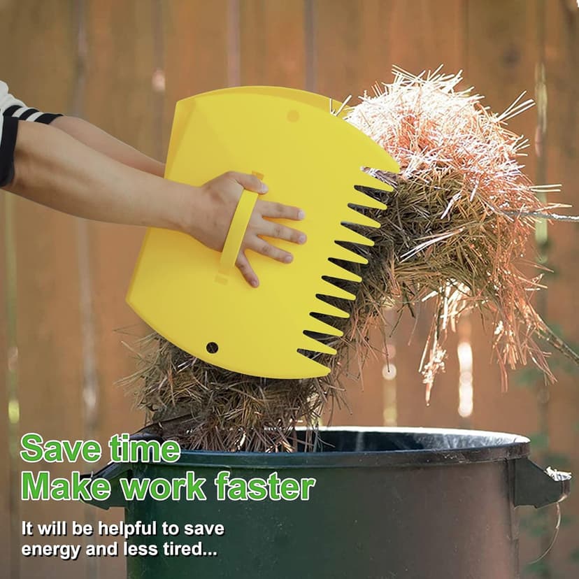 Leaf Scoops Hand Rakes, Large Leaf Grabbers for Yard Work and Garden Use, Clear and Collect Garden Rake, Leaf Scooper and Claws for Leaves, Lawn Debris, and Trash Cleanup, Yellow