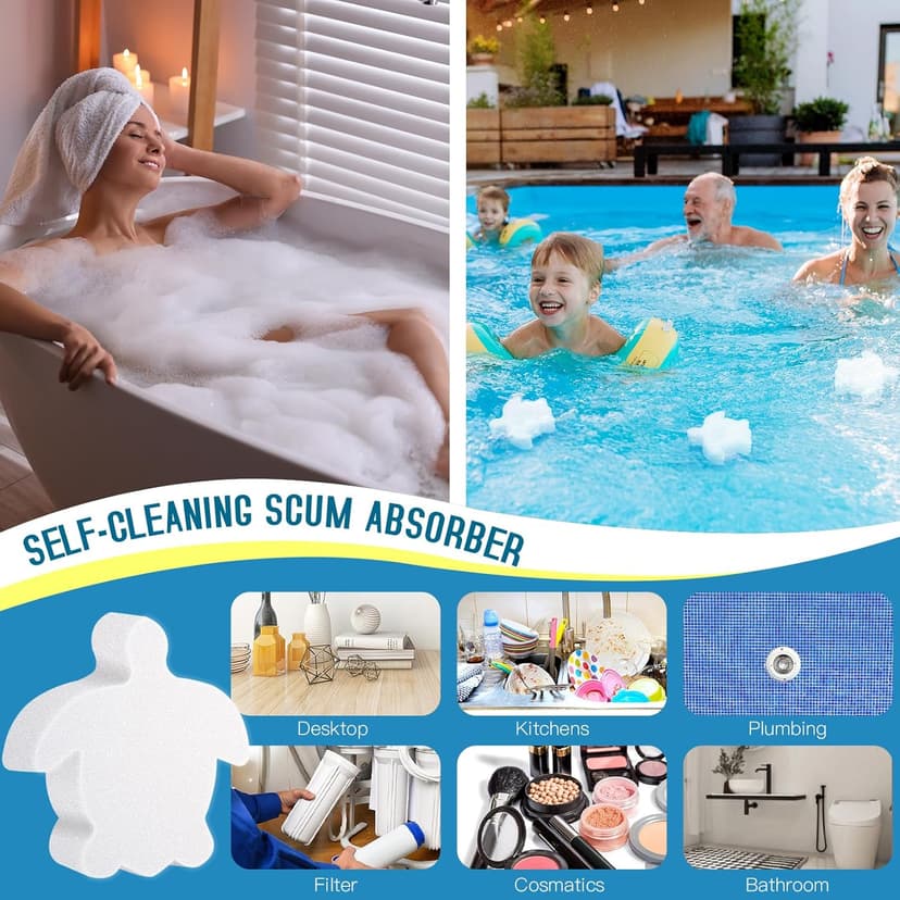 18/24 Pack Pool Oil Absorbing Scum Sponge, Hot Tub Scum Absorber, Hot Tub Accessories for Swimming Pool and Spa