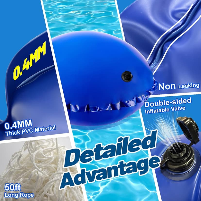 Pool Pillows for Above Ground Pools 4x4 FT Pool Pillow for Winterizing with Boston Valve 0.4mm PVC Air Pillow for Above Ground Pool Winter Swimming Pool Closing Kits with 50ft Rope (2 PCS)