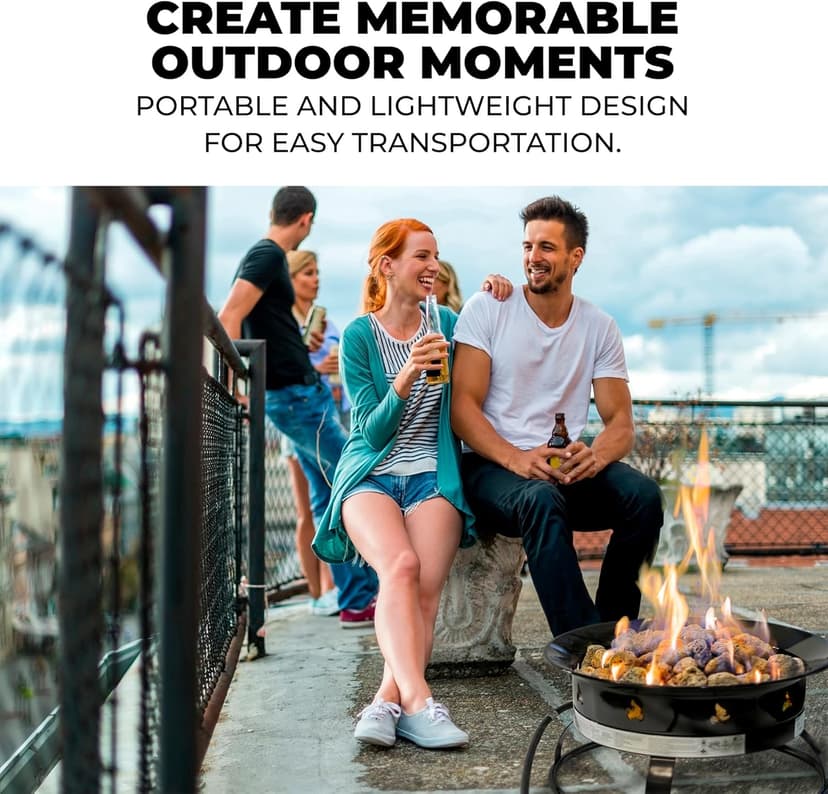 Outland Living Portable Propane Fire Pit, 19-inch, 58,000 BTU Smokeless Gas Firebowl | Perfect for Camping, Patio, Backyard, Tailgating, Deck, RV| Black 823 Standard