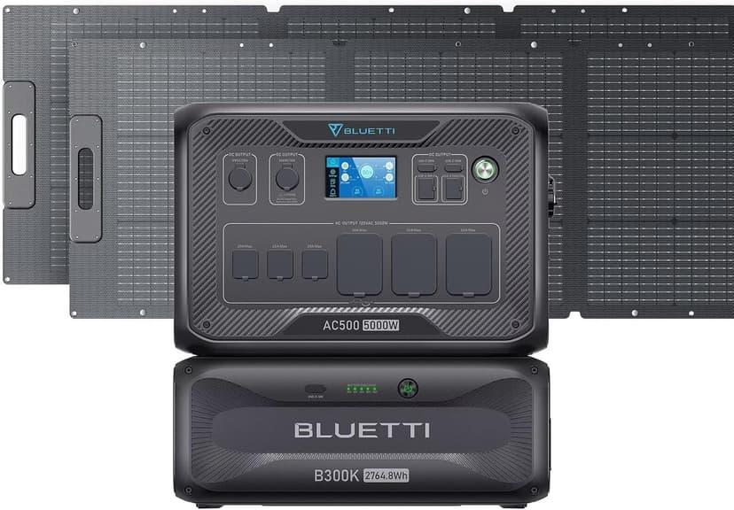 BLUETTI Solar Generator AC500 & B300K Expansion Battery with 2 200W Solar Panels Included (Ships Separately), 2,764.8Wh Portable Power Station w/ 6 5,000W AC Outlets, LFP Power for Home Use