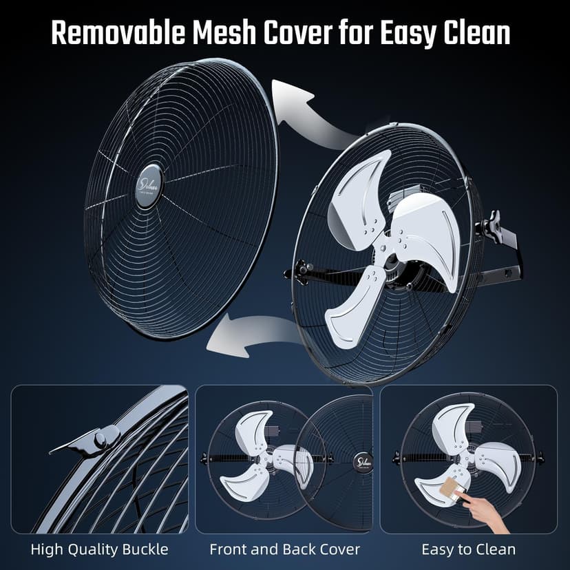 Simple Deluxe 18 Inch Industrial Wall Mount Fan, 3 Speed Commercial Ventilation Metal Fan for Warehouse, Greenhouse, Workshop, Patio, Factory and Basement - High Velocity