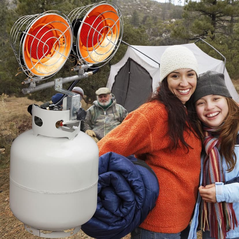Avenger FBDTP15 Infra-Red Tank Top Outdoor Heater for Use with Propane Gas Tanks for Camping, Patios, and More, Single Burner, 15,000 BTU, Silver