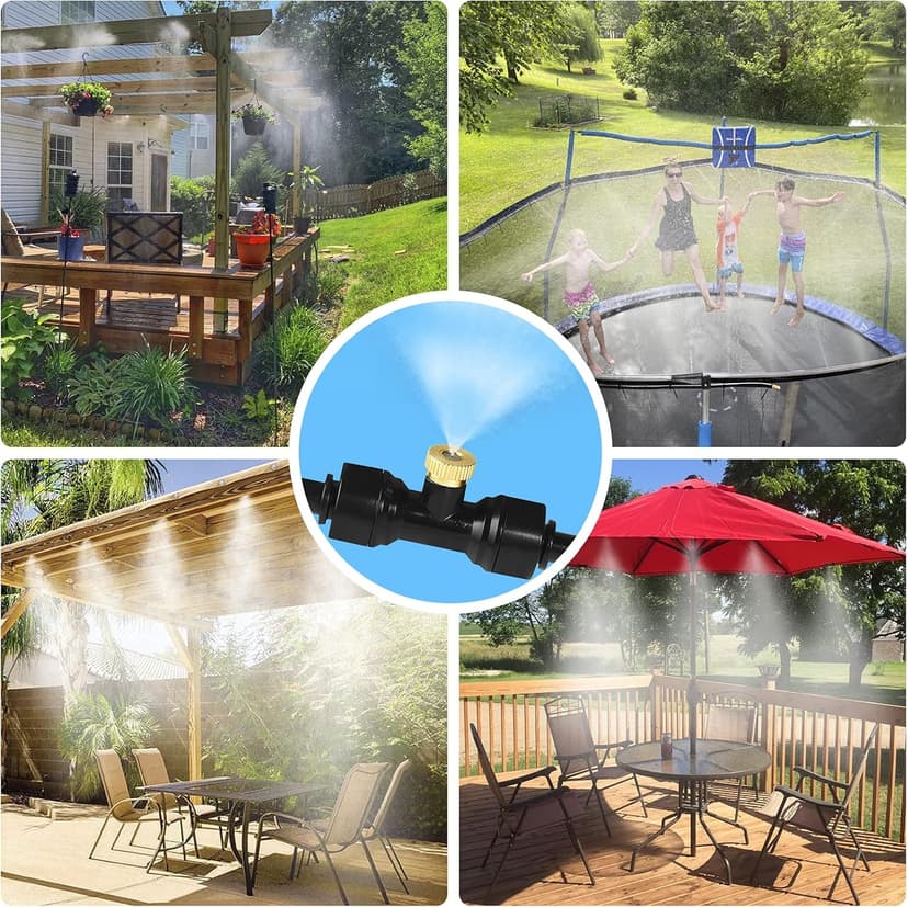 Bonviee Misters for Outside Patio, 75FT (23M) Patio Misting System, Outdoor Misters for Patio Cooling, 28 Brass Mist Nozzles, 3/4" Adapter, DIY Water Misters for Cooling Outdoor Garden Greenhouse