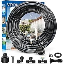 Misting Systems, Misters for Outside Patio, 100FT Misting Cooling System+30 Brass Mister System+2 PE Antioxidant Adapters 3/4"+2 Tee Adapters+2 90 Degree Elbows for Pasture, Garden, Greenhouse, Gazebo