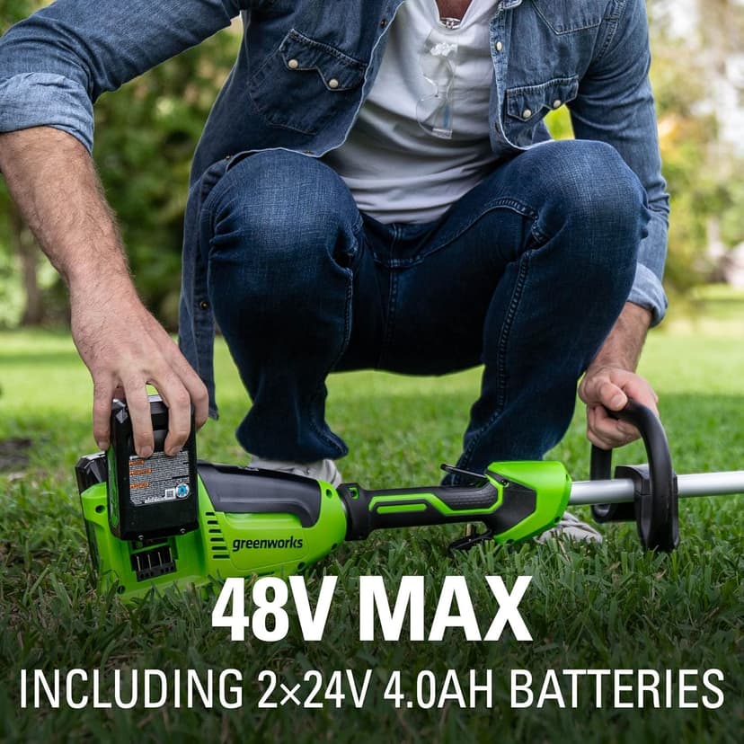 Greenworks 48V (2 x 24V) 8" Brushless Cordless Edger, (2) 4.0Ah Batteries and Dual Port Rapid Charger Included